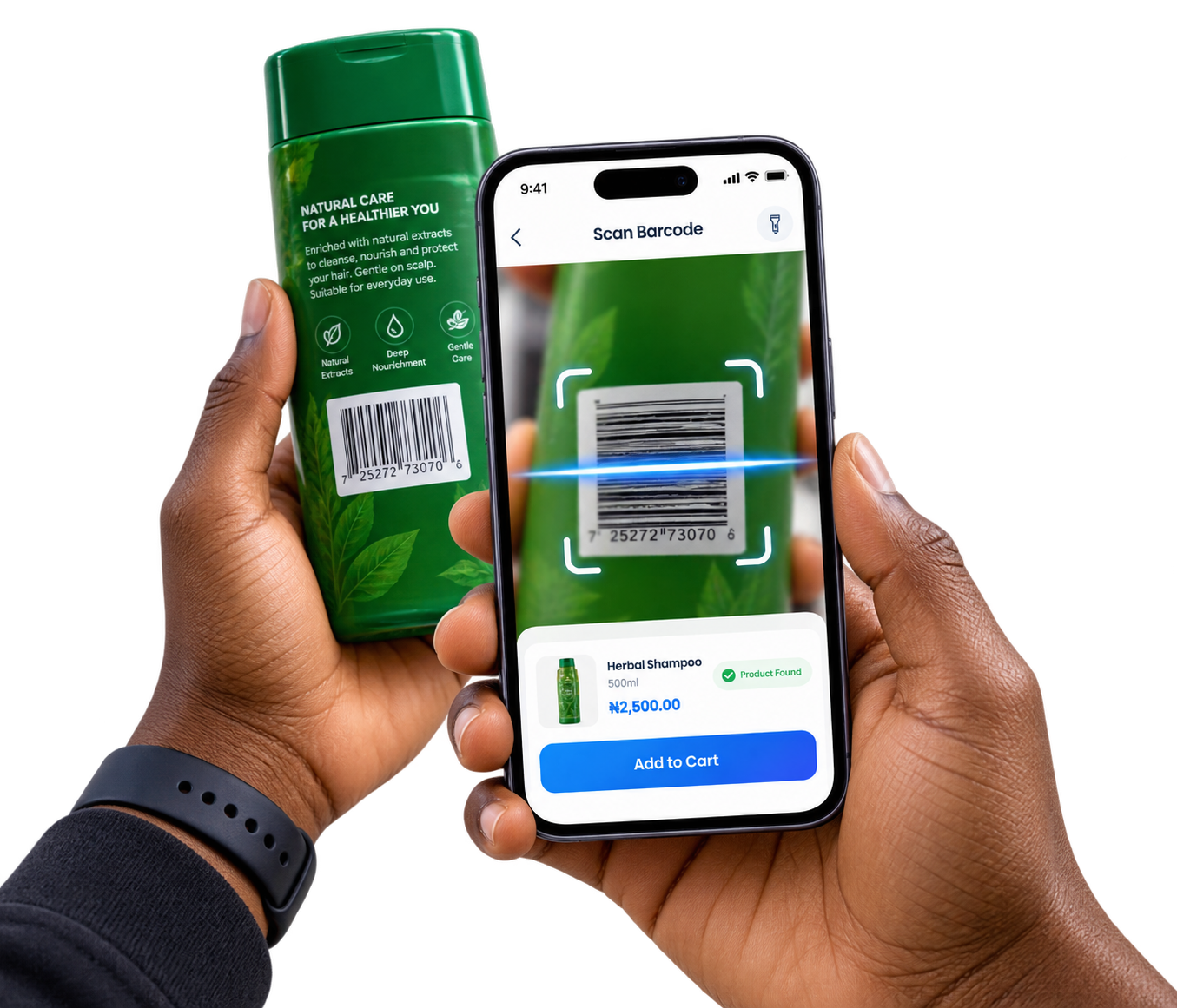 AvelPOS camera barcode scanner on a phone
